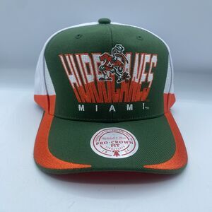 Miami Hurricanes Mitchell & Ness Hat Pro Crown Fit Green Snapback OSFA NCAA NWOT